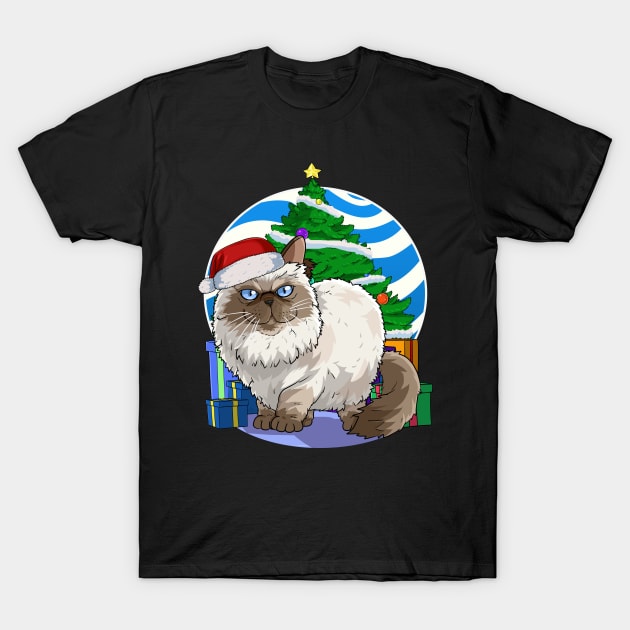 Himalayan Persian Cat Santa Christmas Gift T-Shirt by Noseking